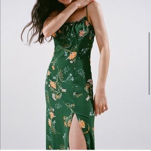 Urban Outfitters April Tieback Midi Slip Dress (Green Floral)